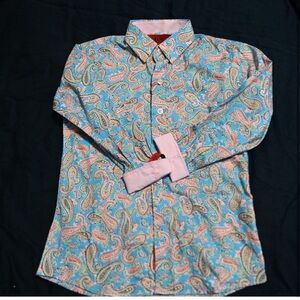 Vibrant Paisley Button-Down Shirt - Blue and Pink